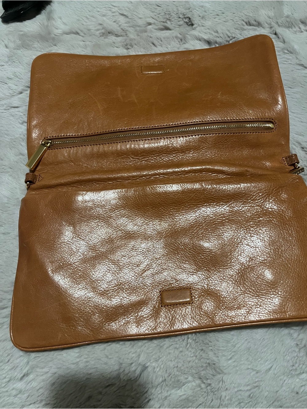 Tory Burch Brown Leather Foldover Wallet Clutch - Picture 3 of 7